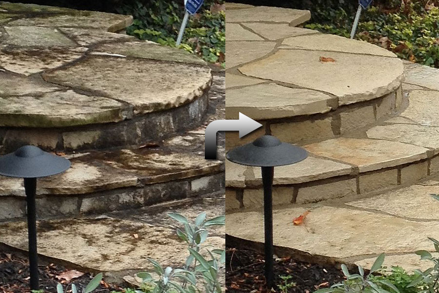 Residential stone patio/steps Before and After